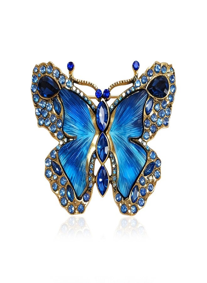 CZMZHFC Crystal Rhinestone Butterfly Brooch,Elegant Blue Butterfly Lapel Pins,Fashion Exquisite Crystal Animal Shape Brooches Lapel Pins,Dress Accessories Jewelry Gift for Women Daily Decoration - Image 1